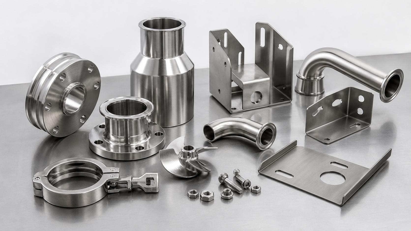 Chi tiết inox gia công CNC cho máy chế biến thực phẩm